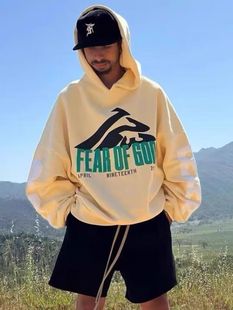 联名RRR123美式 FEAR FOG正品 GOD 高街宽松连帽卫衣男女潮牌