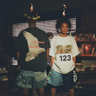 T恤男女宽松潮牌 FOG联名RRR123字母宗教油画和平鸽子短袖 新款 正品