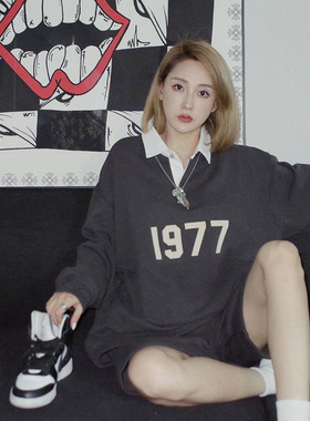 FOG FEAR OF GOD复线ESSENTIALS植绒1977长袖POLO卫衣男女潮牌