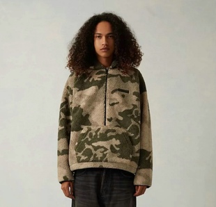 God复线Essentials半拉链迷彩连帽卫衣摇粒绒男女潮 FOG Fear