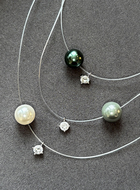 天女极光S家珍珠项链女真多麻灰吊坠海水路路通锁骨颈链2025新款