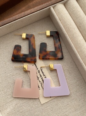 简约几何醋酸耳钉耳环女树脂高级感艺术轻奢设计时尚日常通勤耳环