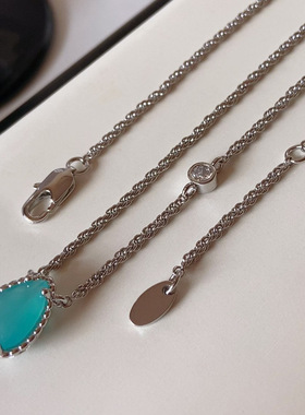 时尚轻奢湖蓝色水滴宝石吊坠项链女高级感简约气质精致锁骨链颈链