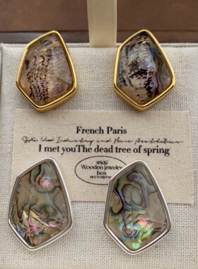 复古树脂天然纹理耳钉耳环高级感轻奢精致艺术小众设计时尚耳环女