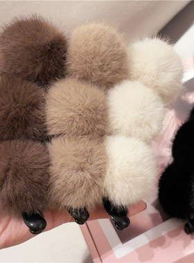 韩国东大门秋冬新款软糯兔毛香蕉夹发夹后脑勺高马尾夹高级感竖夹