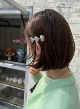日韩新款简约少女感拉丝合金爱心发夹侧边夹刘海马尾夹发饰女