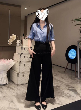 韩式ins衬衫女气质高级感慵懒老钱风休闲修身显瘦上衣阔腿裤套装