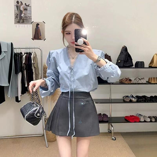 秋装衬衫上衣裙子套装知性风衣服网红洋气炸街财阀千金女装小个子