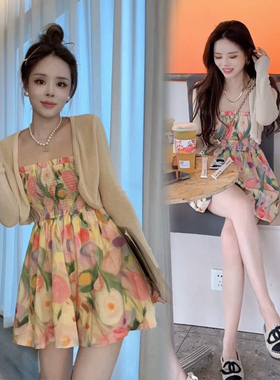 抹胸连体裤搭配开衫夏装一整套装时尚夏天韩系夏日多巴胺穿搭甜辣