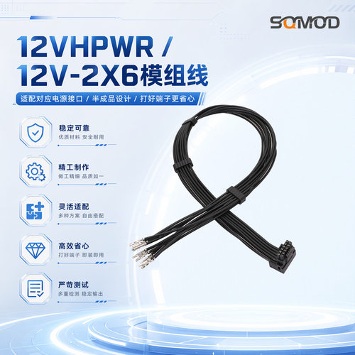 16AWG 12VHPWR/12V-2X6模块线 60cm 压纹线 带线梳 半成品 玩家版