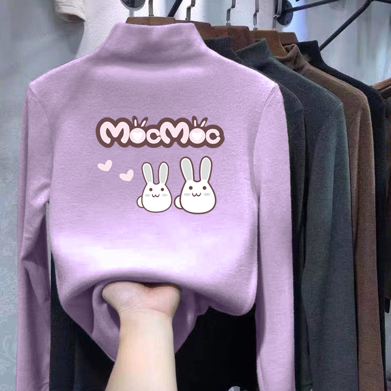 Y2006#儿童德绒保暖T恤女童T恤秋冬半高领打底衫宝宝春秋冬百搭潮