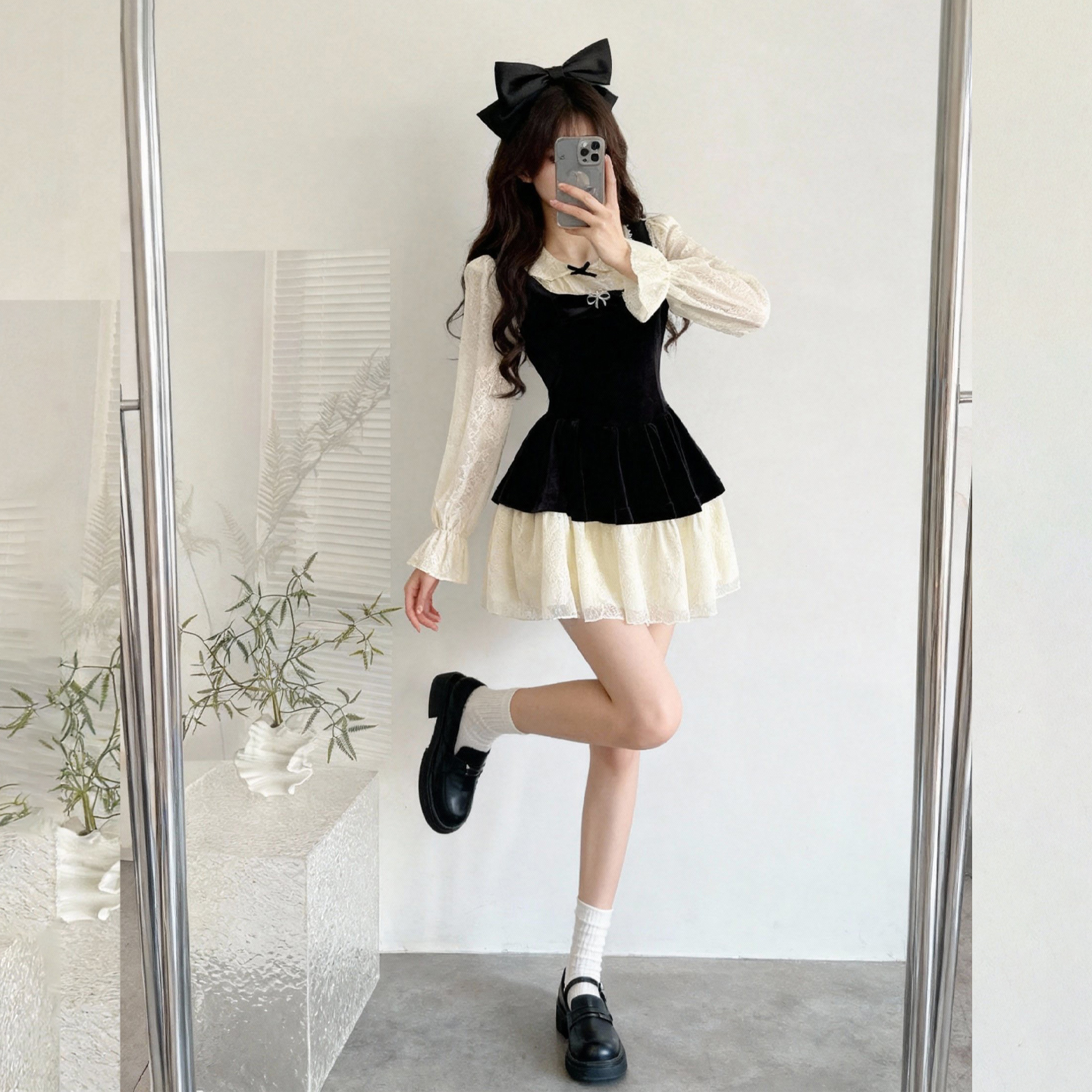 生日礼服清纯系收腰假两件连衣裙