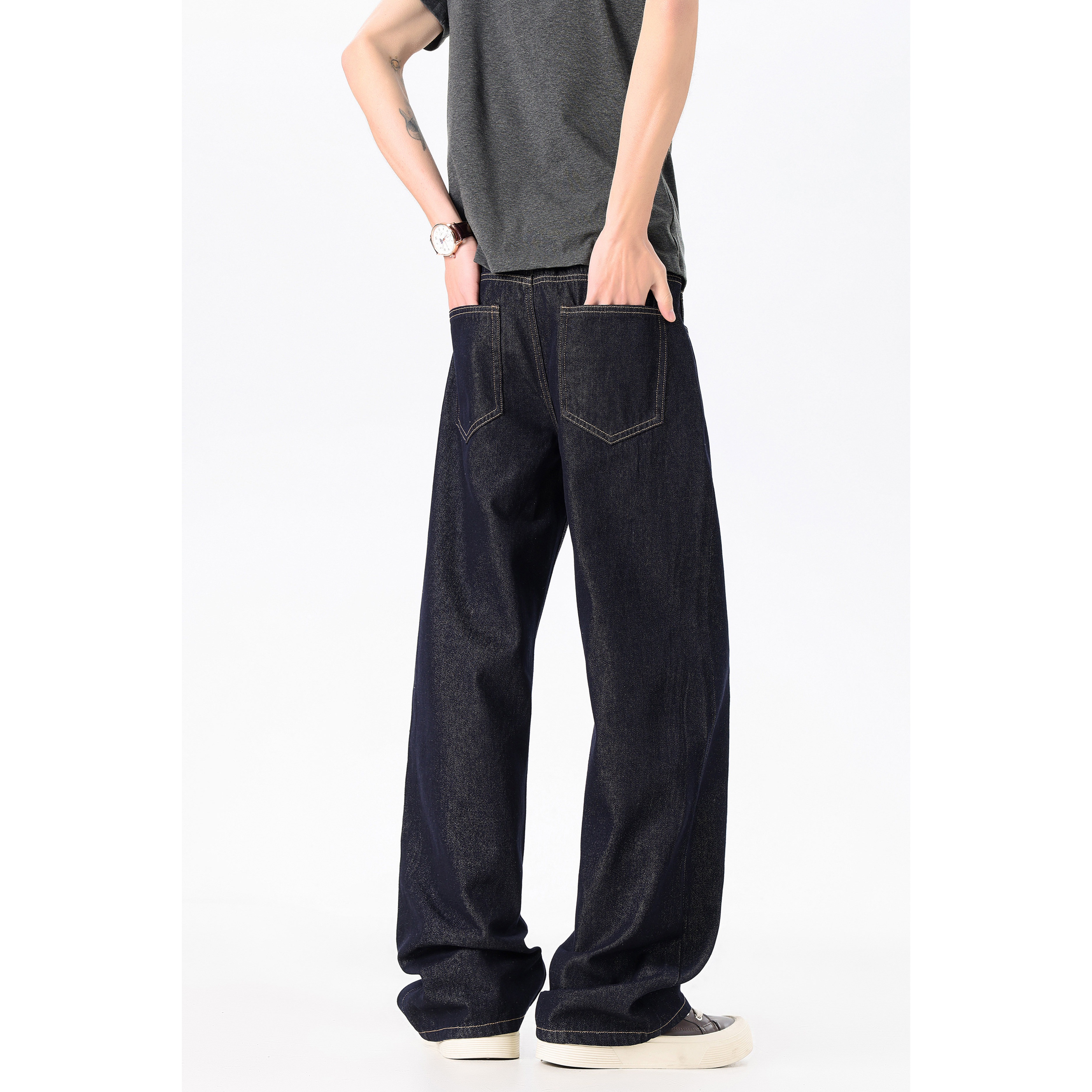 A417ANK9230P45男士宽松直筒原牛色牛仔裤，男装牛仔裤，电商A417A