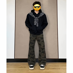 A417A NK1083  P40男士迷彩宽松裤子休闲长裤秋冬季阔腿裤子图片