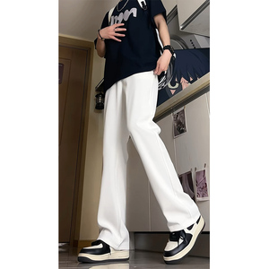 A417A BK9365 P35新款男士休闲西裤微喇冰丝长裤百搭图片