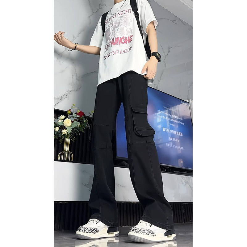 A417ANK8006P45春季新款工装迷彩休闲裤百搭微喇裤子,男装牛仔裤,电商A417A