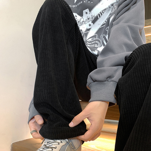 A417A BK66 P45秋季男士休闲长裤直筒运动束脚裤灯芯绒裤子百搭图片