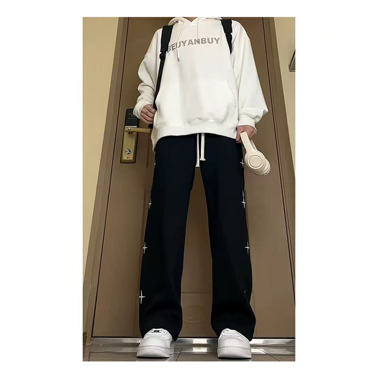 A417ACK19P35男士休闲宽松直筒加绒加厚卫裤,男装休闲裤,电商A417A