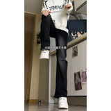 A417ANK3001p45秋季新款黑色摩白仔裤男百搭高街设计感微喇裤，男装牛仔裤，电商A417A