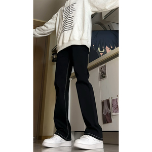 A417A NK3112  P45 春季男士白色织带牛仔裤微喇休闲长裤图片
