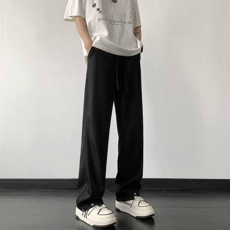A417ABK189P50夏季男士冰丝休闲裤设计感直筒宽松小西裤,男装西裤,电商A417A