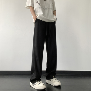 A417A BK189 P50夏季男士冰丝休闲裤设计感直筒宽松小西裤图片