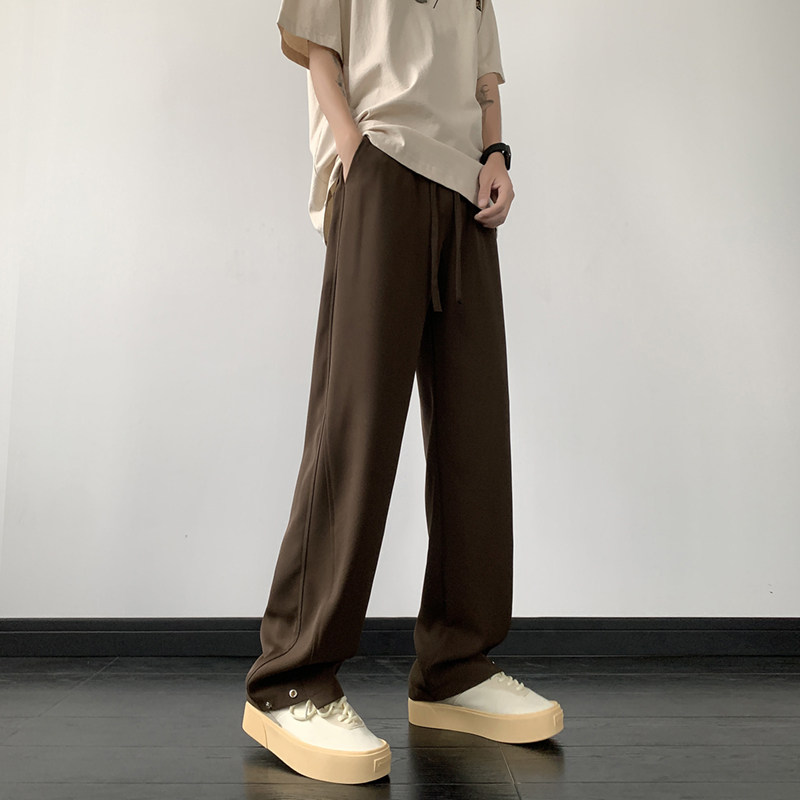 A417ABK189P50夏季男士冰丝休闲裤设计感直筒宽松小西裤，男装西裤，电商A417A