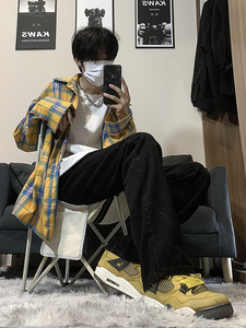 A417A NK357 P55秋冬男士高街时尚拼接设计感牛仔裤百搭裤子图片