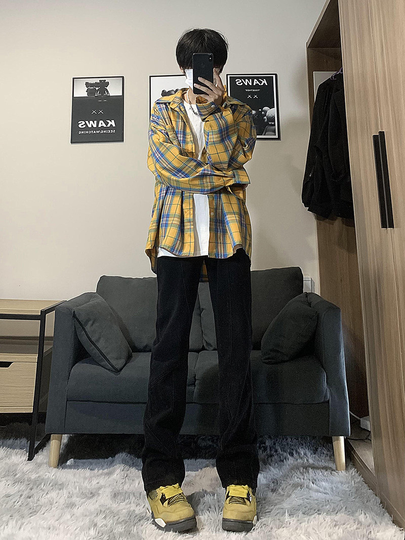 A417A NK357 P55秋冬男士高街时尚拼接设计感牛仔裤百搭裤子图片