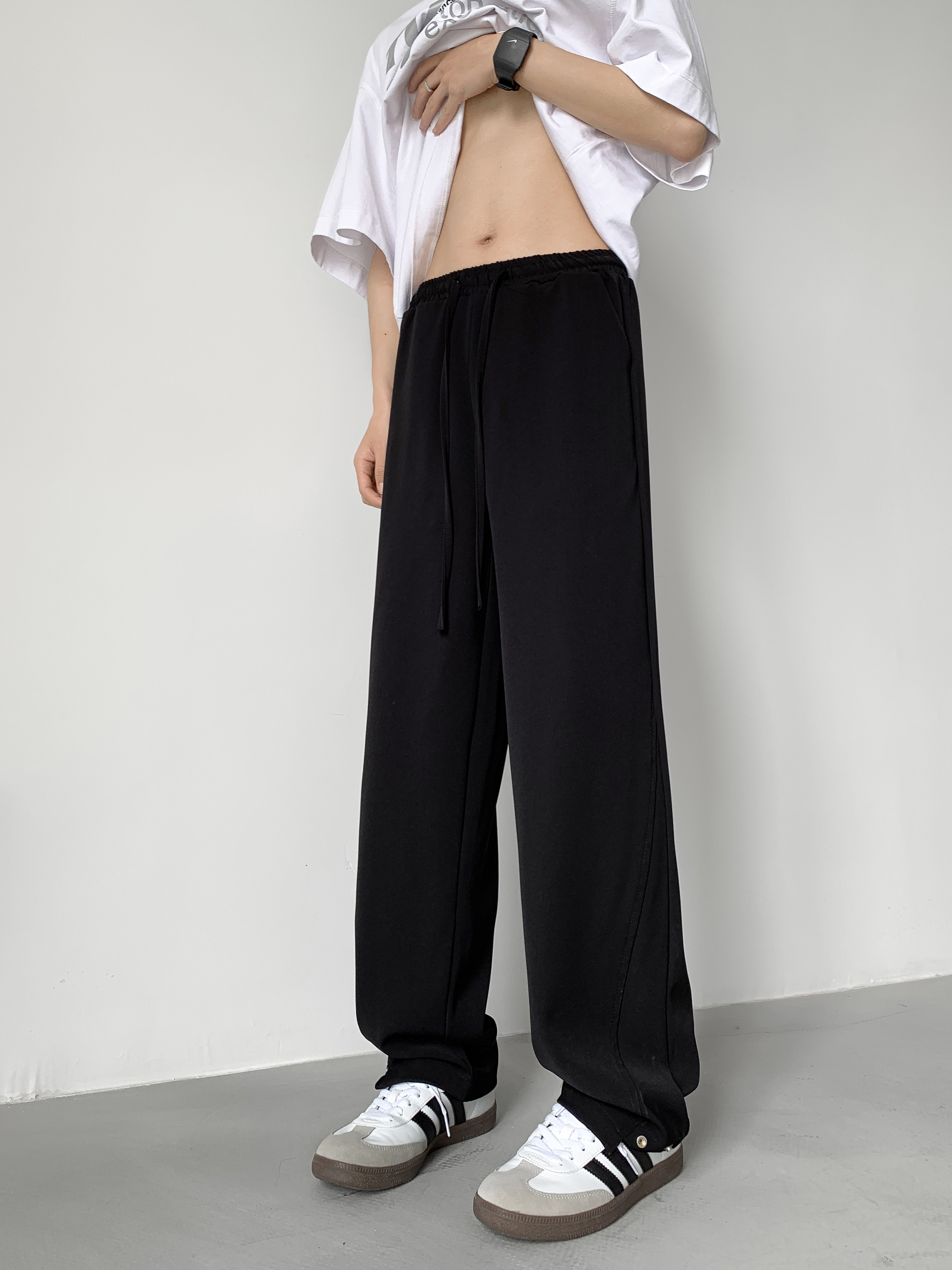 A417ABK189P50夏季男士冰丝休闲裤设计感直筒宽松铆钉小西裤,男装西裤,电商A417A