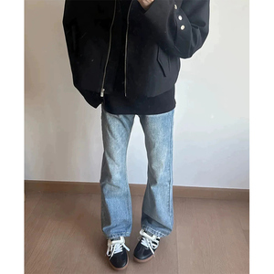 A417A NK3221 P45男士浅蓝色牛仔裤百搭微喇休闲长裤图片