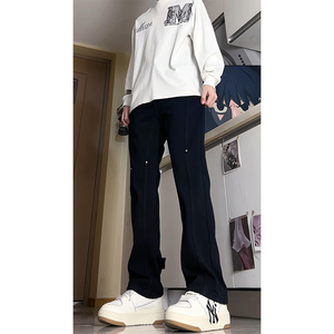 A417A NK806 P45 男士春季排扣牛仔裤百搭带铆钉休闲裤图片
