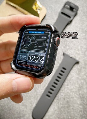 适用AppleWatch6碳纤维纹tpu软壳保护壳冰川限定透明iwatch23/4/5