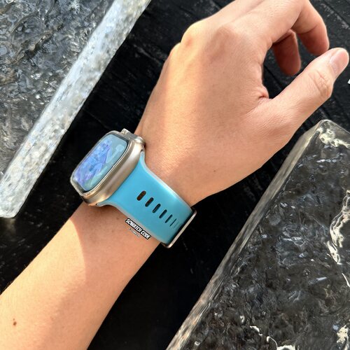 SOWHATLAB适用iwatch11代46mm夏天透明迈阿密蓝色表带AppleWatch