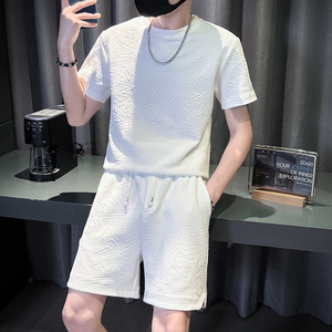 K58T58-P90控136夏季社会小伙工装套装夏装韩版运动服A,玲珑纤巧套装穿搭图片