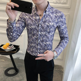 312A-203-P55秋季新款英伦修身衬衫韩版潮流痞帅长袖衬衣-B，男装衬衫，星座312A