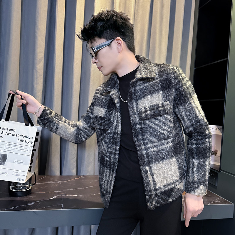 312A-S51-P130 控170 秋冬季呢子韩版男装夹克潮流高级秋冬上衣C图片