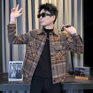 312A-S53-P130控170秋冬季呢子韩版男装夹克潮流高级秋冬上衣D,各种童装搭配图片图片