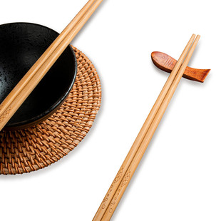 DL胖东来原色竹筷雕花无漆无蜡天然原生态家用木筷防潮速干筷子