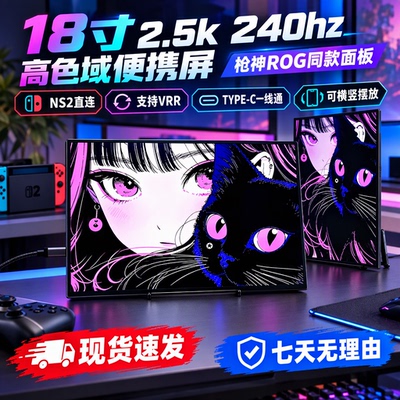 18寸2.5k240hz便携式显示器电脑外接扩展cnc副屏枪神ROG同款屏幕