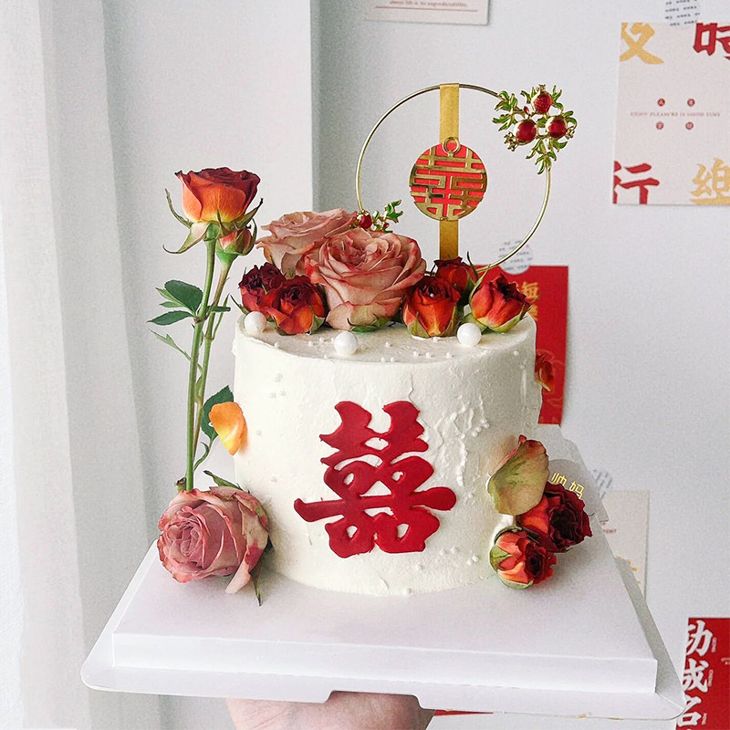 新中式婚礼甜品台蛋糕装饰红色喜订婚结婚玫瑰花鲜花纸杯插件插牌,节庆用品/礼品,节日装扮用品,淘宝优惠券,粉丝福利购,淘宝优惠卷