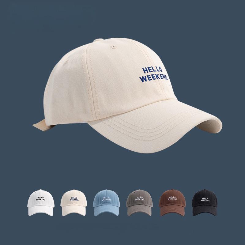 韩版百搭字母刺绣鸭舌帽子男女春夏季软顶港风显白遮阳棒球帽白色