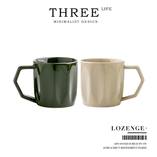 Tlife·Lozenge·杯具陶瓷复古简约杯子咖啡杯马克杯家用 | 菱纹