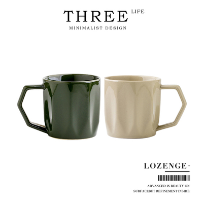 Tlife·Lozenge·杯具陶瓷复古简约杯子咖啡杯马克杯家用 | 菱纹
