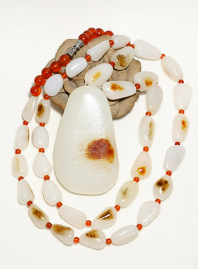 油润118.3克羊脂白玉籽料项链原料原石新疆和田玉和田籽玉