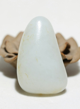 油润34.3克白玉挂件吊坠把件手玩件新疆和田玉籽料原石原料独籽