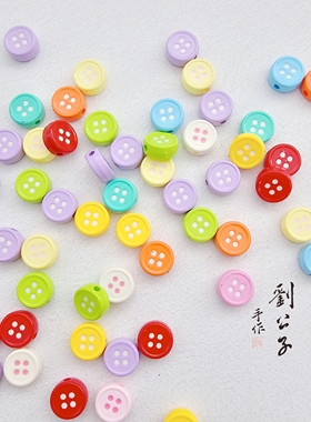 亚克力烤漆滴油圆形爱心五角星扣子diy童趣串珠手机链饰品配件