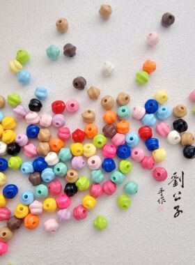 亚克力烤漆通孔粑粑珠百搭隔珠diy串珠手机链包挂钥匙扣饰品配件