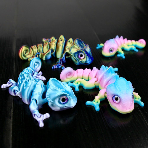 3D打印磁吸冰箱贴小变色龙蜥蜴可动儿童宠物模型生日礼物玩具摆摊