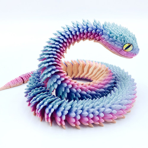 3d打印蝰蛇玩具模型夜光全身关节可动仿真动物儿童玩具造景摆件